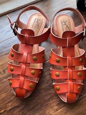 Seychelles Brown Gladiator Sandals with Brass Studs